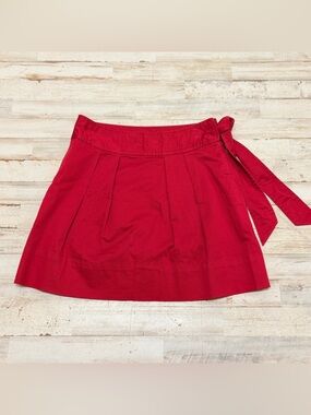 Vineyard Vines Red A-line Pleated Mini Skirt Size 0 Removable Side Tie Pockets